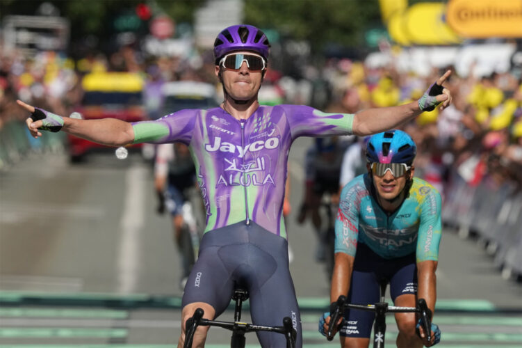 Schmid wins long 13th stage of Tour; Pogacar keeps lead